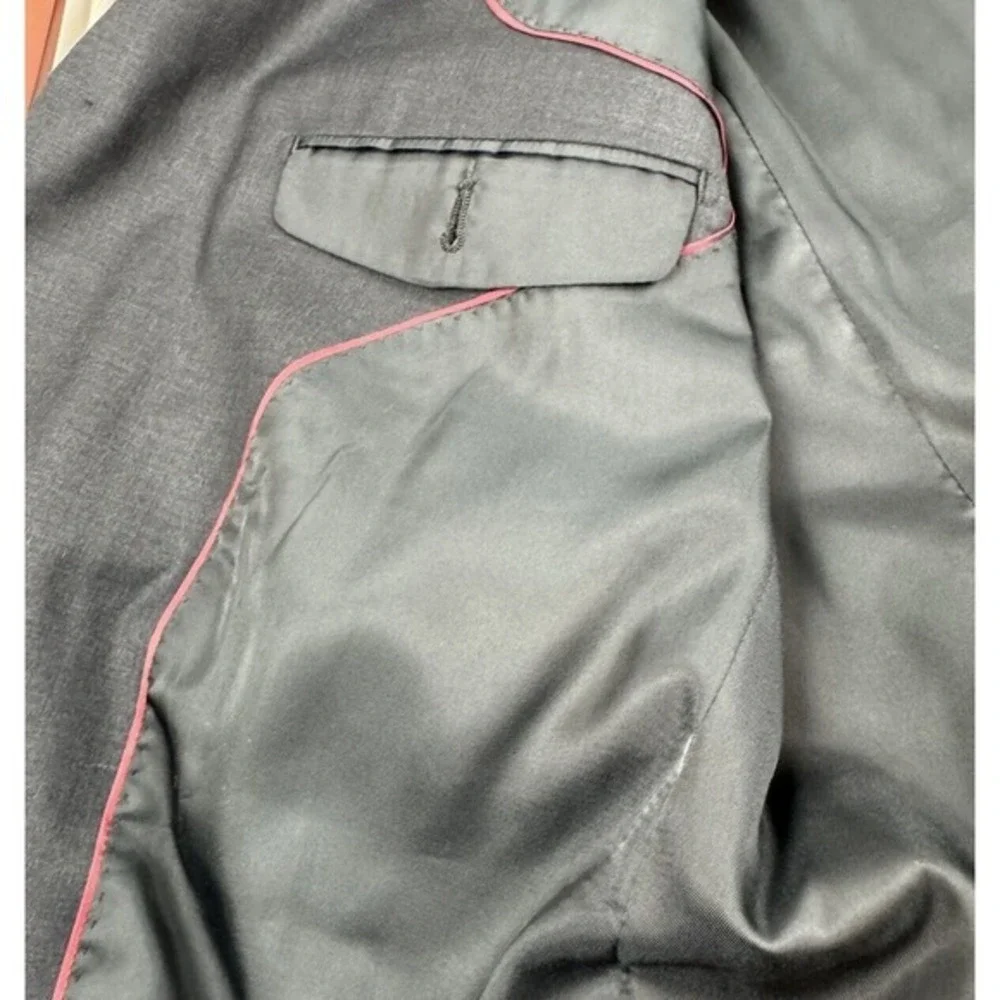SANTORELLI‎ Linen Blu Pronton Mens Blazer 42R Fine Merino Wool Black Super 140's